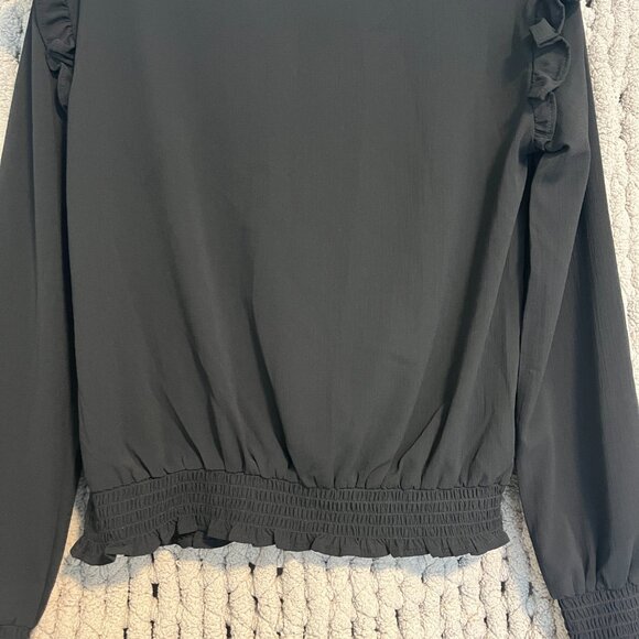 H&M Black Ruffle Shoulder Blouse – Youth Size 13–14 - Picture 9 of 12